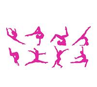 2 Sets of 8 Gymnastics Poses Sticker Pack - Cute Gymnast Gifts for Girls - Water Bottle Decals- Car Bumper - Laptop Sticker - for Party Bags (Pink, 10cm x 5cm Sheet)
