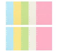 2 Sets of A5 Color Replacement Paper, Loose Leaf Notebook Lining Supplement Paper, 6-Hole Loose Leaf Inner Core Paper, Horizontal Blank A5 Paper, A5 Filling Pad.