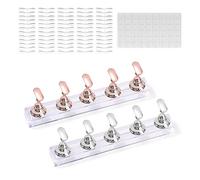 2 sets of acrylic nail art display stand, magnetic nail art stand, nail practice tools, with 54 pieces of white adhesive, 120 pieces of transparent nail art