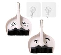 2 Sets of Broom Dustpans, 2 Hooks, Creative and Cute, Interesting Desktop Mini Broom, Multi-functional Small Garbage Shovel, Desktop Cleaning Tool