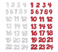 2 Sets of Felt Christmas Advent Calendar Number Christmas Number 1-24 Sticker Countdown Digital Number Red Gray Advent Calendar Number 1-24 with Adhesive Dots