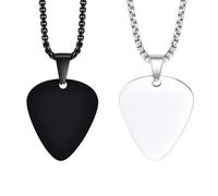 2 Sets of Guitar Pick Holders, Black & White Stainless Steel Chains Personalised Steel Accessories