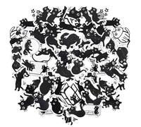 2 Sets of Little Black Cat Stickers, Self-Adhesive Sealing Stickers, DIY Hand Account Stickers, Cartoon Cat Book Stickers, Suitable for Decorating Suitcases and Water Cups.