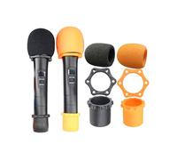 2 sets of microphone silicone windshields for Karaoke Machine、KTV、stage performances and various wireless microphones,daunke Flexible wind deflector,Shockproof and impact-resistant,Black and Orange