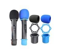 2 sets of microphone silicone windshields for Karaoke Machine、KTV、stage performances and various wireless microphones,daunke Flexible wind deflector,Shockproof and impact-resistant,Black and Blue