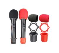 2 sets of microphone silicone windshields for Karaoke Machine、KTV、stage performances and various wireless microphones,daunke Flexible wind deflector,Shockproof and impact-resistant,Black and Red