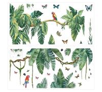 2 Sets of Parrot Plant Wall Stickers, Room Decoration Stickers, Home Accessories, Creative Design Wall Stickers.