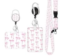 2 Sets of Pink Bow Id Card Sets, Practical Card Storage Accessories, Portable Chest Id Sets, Suitable for Storing Employee Cards, Etc.