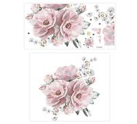 2 Sets of Pink Flower Wall Stickers, Creative and Fashionable, Self-Adhesive Murals, DIY Wall Background Artistic Decoration, Suitable for Living Room and Bedroom.