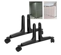 2 Sets of Screen Support Room Divider, Adjustable Width, Mobile Screen Dividers Feet with Wheels for Hotel, Home, Office, 100 kg (Black)