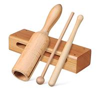 2 Sets Orff Instrument Handheld Rhythm Blocks Percussion Blocks Wood Instrument Music Lummi Sticks Wood Block Chimes Instrument Wood Percussion Instrument Lollipop Wooden Major