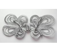 2 Sets/Pairs Extra Large Frog Fasteners Chinese Buttons Butterfly Size 18 cm x 9 cm #EX19 (Metallic Silver)