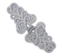 2 Sets/Pairs Extra Large Frog Fasteners Chinese Buttons Size: 23 CM X 9 CM #EX21 (Metallic Silver)