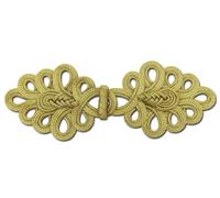 2 Sets/Pairs Handmade Extra Large Frog Fasteners with Closure Buttons & Knots Size : 21.5 cm #E17 (Metallic Gold)