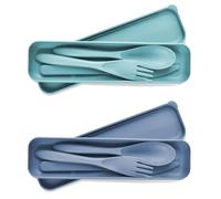 2 Sets Portable Reusable Cutlery Set with Case - Eco-Friendly Travel Cutlery, Compact & Lightweight Utensils for On-The-Go Dining, Perfect for Lunch Boxes, Camping, Picnics