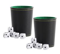 2 Sets PU Leather Dice Cup with 16mm Dice Professional Dice Shaker Cup for KTV Bar Clubs Game Party Favor, 2pcs Cups & 10pcs Dices, Black