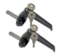 2 Sets Purocean Level Handle Cam Lock,L-Type Locking Door Handle,Cabinet Handle Lock(Black)