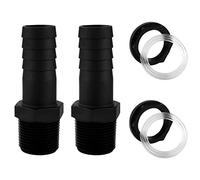 2 Sets PVC Bulkhead Fitting 1 Inch PVC Bulkhead Water Tank Connector Adapter Fitting with Rubber Seal Rings and Locking Nuts for Rain Barrels, Water Tanks, Aquariums (Black)