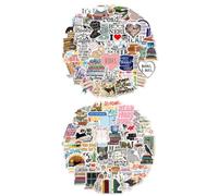 2 Sets Reading Stickers Vinyl Adhesive Cat on Book for Computer