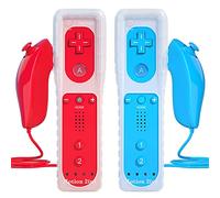 2 Sets Remote Controller for Wii, Replacement Remote Built-in Motion Plus Controller and Nunchuck (Red Blue)