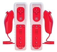 2 Sets Remote Controller for Wii, TechKen Replacement Remote Built-in Motion Plus Controller and Nunchuck (2 Red)