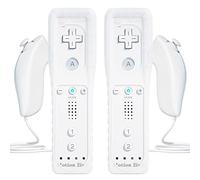 2 Sets Remote Controller for Wii, TechKen Replacement Remote Built-in Motion Plus Controller and Nunchuck (2 White)