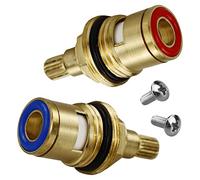 2 Sets Replacement Ceramic Tap Cartridge 1/4 Turn 20 Spline,Tap Glands Seals Repair Kit,Tap Valve for Shower Bathroom Taps with Washers,Solid Brass Ceramic