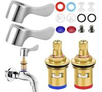 2 Sets Replacement Tap Valves Mixer Tap Cartridge Quarter Turn Tap Valves Cartridges 1/2" Turn Tap Cartridge Reviver kit Replacement Kitchen Tap Valves for Kitchen Bathroom Faucet Sink Taps