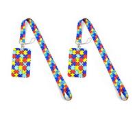 2 Sets Retractable Autism Awareness Lanyards - Adjustable ID Card Holders with Breakaway Keychain, Ideal for Office, School, and Everyday Use, Durable and Practical Design