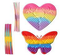 2 Sets Sensory Activity Board,Silicone Fidget Board Toys For Calming Duble Sided Design Kids Busy Board,Calm Down Fidget Toy For Travel Calming, Stress, Anxiety,Adhd & Autism - Rainbow & Macaron