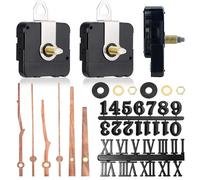 2 Sets Silent Quartz Clock Movement Kit, Silent Clock Mechanisms Replacement Clock Hands DIY Clock Numbers and Wooden Hands for Clock Making Home Decor Creative Wall Clocks Repair Parts (20mm Shaft)