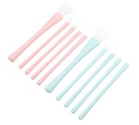 2 Sets Silicone Makeup Brush Set for Lipstick Eye Mask Application | Facial Mask Applicator, Liquid Cosmetic Sampling Tool, Pink and Green Silicone, Beauty Brush Duo