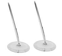 2 Sets Silver Guest Signing Pens and Pen Stand,Metal Ballpoint Pen Black Ink with Acrylic Pen Base Stands for Wedding Guest Book Registry Signature Signing Pens Reception Desk Pen (Round Style)