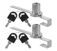 2 Sets Sliding Glass Door Lock with Key, Iron Cabinet for Privacy | Silver Sturdy Finish, Quick Clamp Setup, for Bookcase Doors, Display Cases, Museums and Retail Use