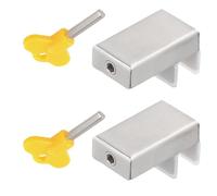 2 Sets Sliding Window Security Locks, Stainless Steel Door Window Lock Stopper, Window Safety Lock with Key, Adjustable Door Frame Lock, Window Limit Stopper for Home School Office
