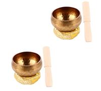 2 Sets Sound Bowl Copper Chime Stone Set Brass Singing Bowl Copper Singing Bowl Meditation Percussion Stick Yoga Sound Bowl Nepal Bowl Yoga Ring Yoga Bowl Wood Music Bowl To Heal