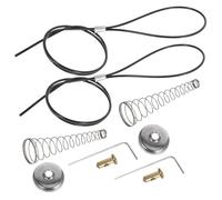 2 Sets Spring Loaded Gate Latch Cable Pull Set, Black Fence Release | Latch for Door Retrofit, PVC Jacket, Brass Cylinder, Weather Resistant, Fits 2 to 6 Inch Doors