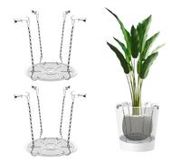 2 Sets Stainless Steel Adjustable Height Planter Inserts, 23.2cm Flower Pot Risers Plant Lift Insert for Large Pot