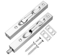 2 Sets Stainless Steel Flush Bolt Hidden Slide Door Latch Silver 6