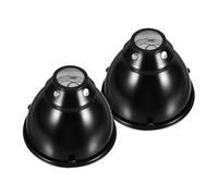 2 Sets Stainless Steel Reptile Heat Lamp Cover Dome Shield for Cages | Black Antiscald Lampshade, Air Vents and Predrilled Holes, for Tortoise Enclosures and Brooder Use