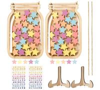 2 Sets Star Reward Jar, 60Pcs Reward Jars for Children with Stars, Good Behaviour Chart Reward Pot, Star Jar Reward System for Home School Classroom Teacher Parent with Alphabet Stickers