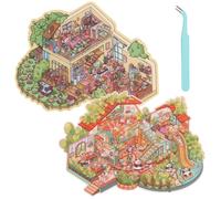 2 Sets Sticker Therapy, Large Sticker Scene for Adults and Kids, Cute Cartoon Scenery Sticker Therapy Store and Home, House Stickers for Girls (G)