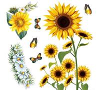 2 Sets Sunflower Wall Stickers, Vibrant Floral Wall Decals for Living Room Bedroom Kitchen Nursery, Removable PVC Garden Art Decor for Home Interior