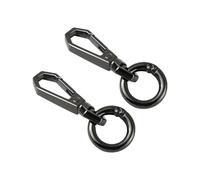 2 Sets Swivel Clasp Clip, Metal Swivel Snap Hooks, Double Opening Key Chain Clip with Key Ring for DIY Crafts, Jewelry Clasps, Lanyard Making (Black)