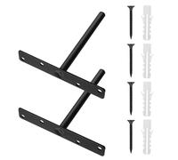 2 Sets T Bracket Floating Shelf Heavy Duty Black Iron Support | Hidden Shelf Holder, Easy Install Screws Included, Wear-resistant Coating for Home Office Use