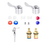 2 Sets Tap Cartridge Replacement Mixer, Replacement Tap Gland Valves 1/4 Turn, Brass Ceramic Stem Disc Cartridge Faucet Valve, Universal Tap Parts Repair Kit for Kitchen Bathroom Sink