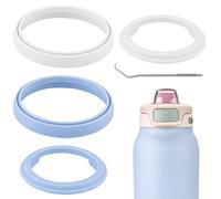 2 Sets ubber Seal Replacement for Ello Pop & Fill Water Bottle，Rubber Gasket Compatible with Ello Pop & Fill Stainless Steel Water Bottle，for 22oz、32oz、40oz Ello Pop & Fill Bottle (4, White Blue)