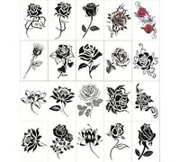 2 sets Waterproof Female Black Rose Small Pattern Temporary Tattoo Cover Scar Collarbone Arm Simulation Sticker