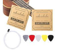 2 Sets White Nylon Ukulele Strings with 5 Heart Shape Felt Picks Replacement Strings Accessories Kit for Soprano (21 Inch)/ Concert (23 Inch)/ Tenor (26 Inch)