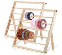 2 Sets Wood Ribbon Organizer Display Rack Holder for Craft Room Ribbon Roll Sewing Stand Organizer for Gift Wrapping Paper Vinyl Rolls Arts Crafts Items
